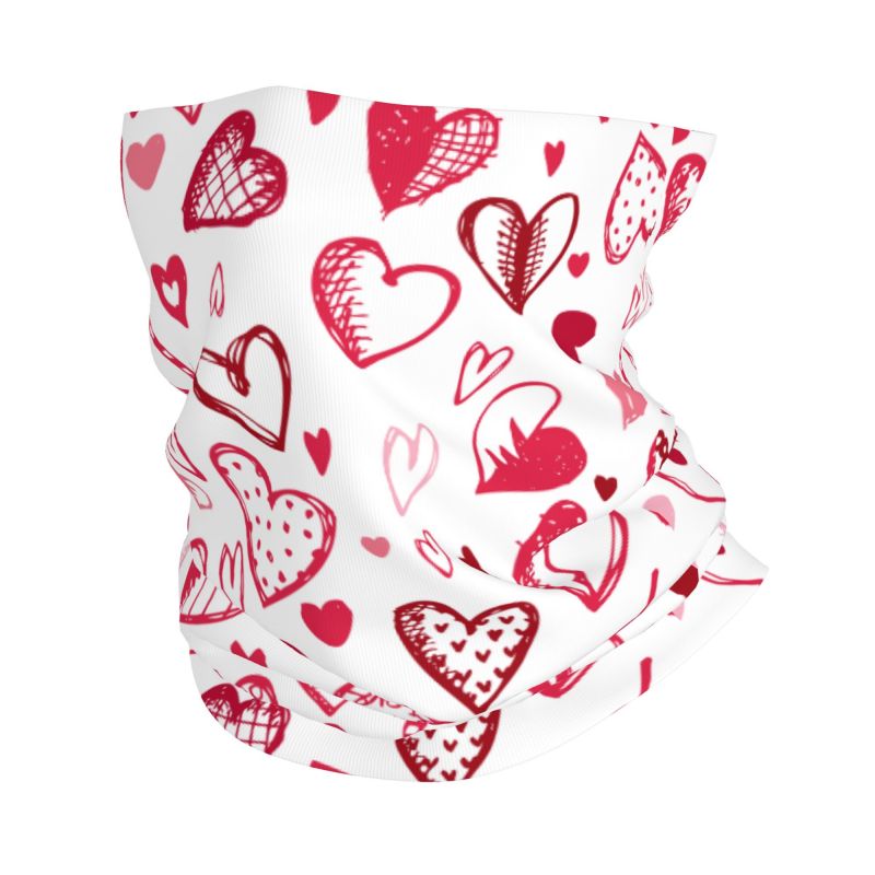 Trekking Gaiters - Różowo-czerwona bandana z serduszkami, ocieplacz na