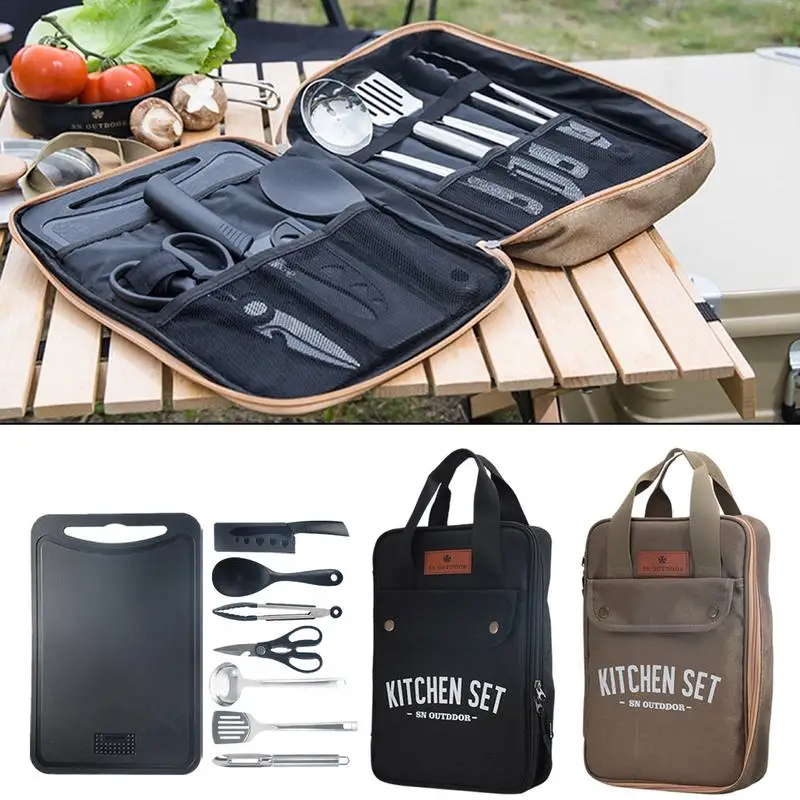 Outdoor Camping Kitchen Set - 8-częściowy zestaw naczyń kuchennych na kemping,