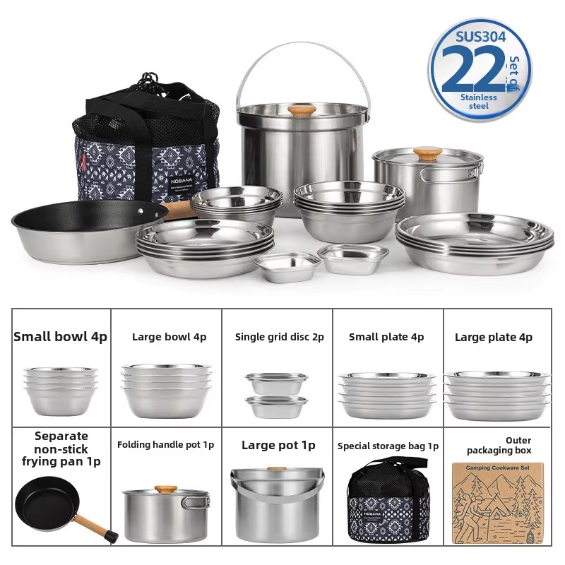 Outdoor Camping Kitchen Set - NOBANA najnowszy zestaw garnków ze stali