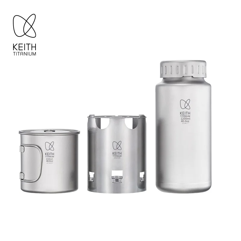 Outdoor Camping World - KEITH Zestaw kempingowy z czystego tytanu: