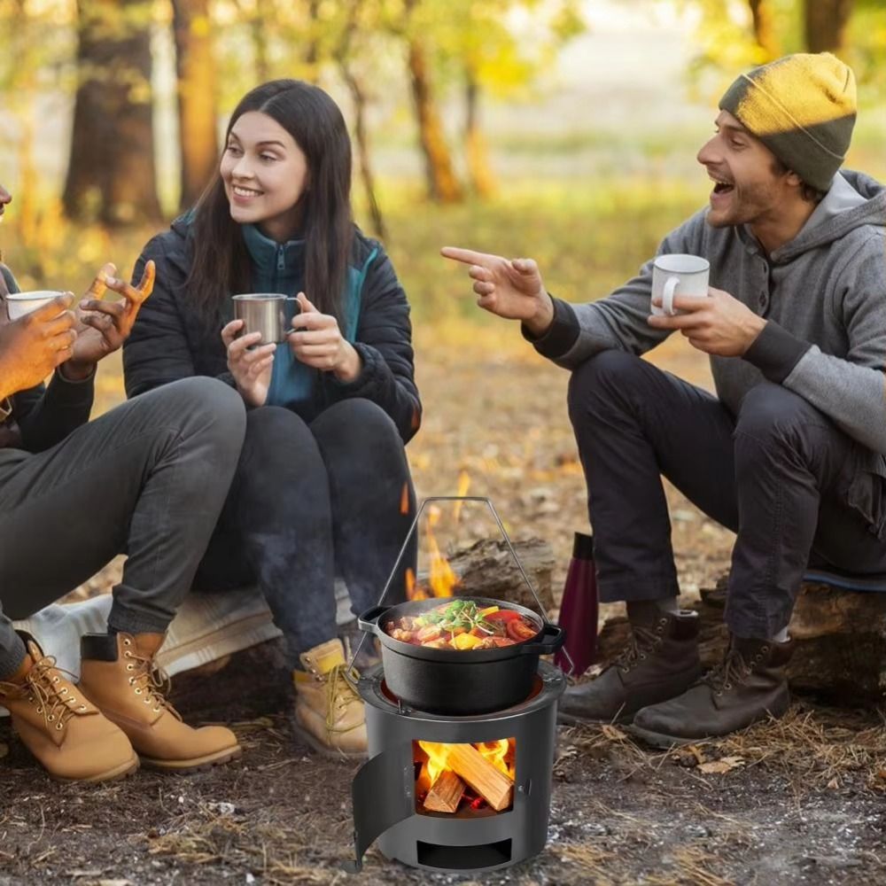 Outdoor Camping Wood Burning Stove - Przenośna kuchenka na drewno z pogrubioną